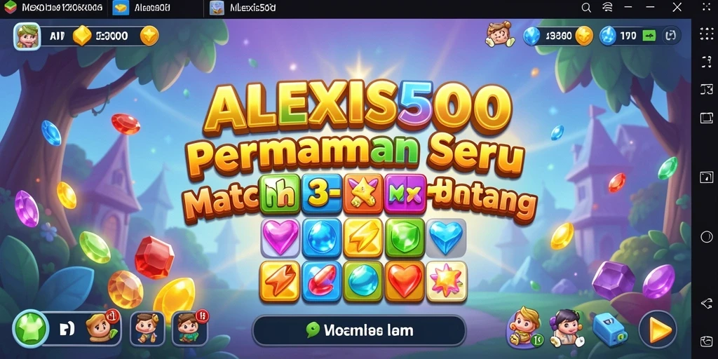 Tampilan gameplay <strong>ALEXIS500</strong> dengan puzzle Match-3 yang menantang.