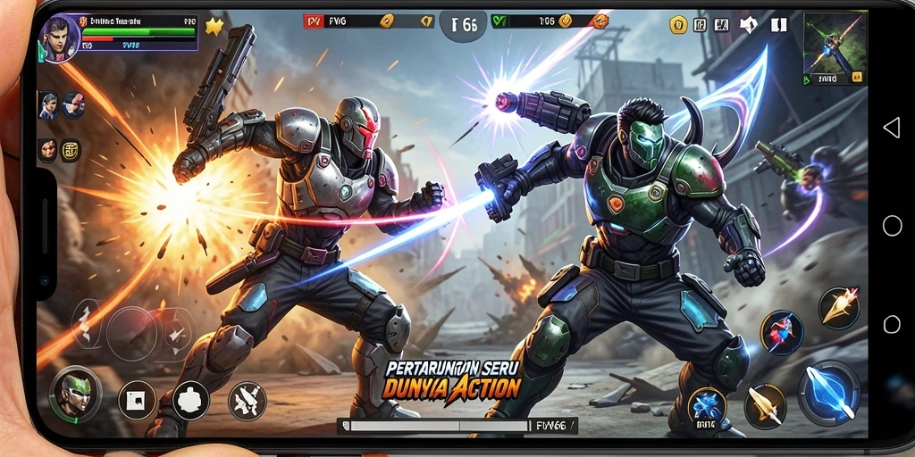 Screenshot FW66 menampilkan aksi intens dan karakter kustomisasi yang mengesankan.