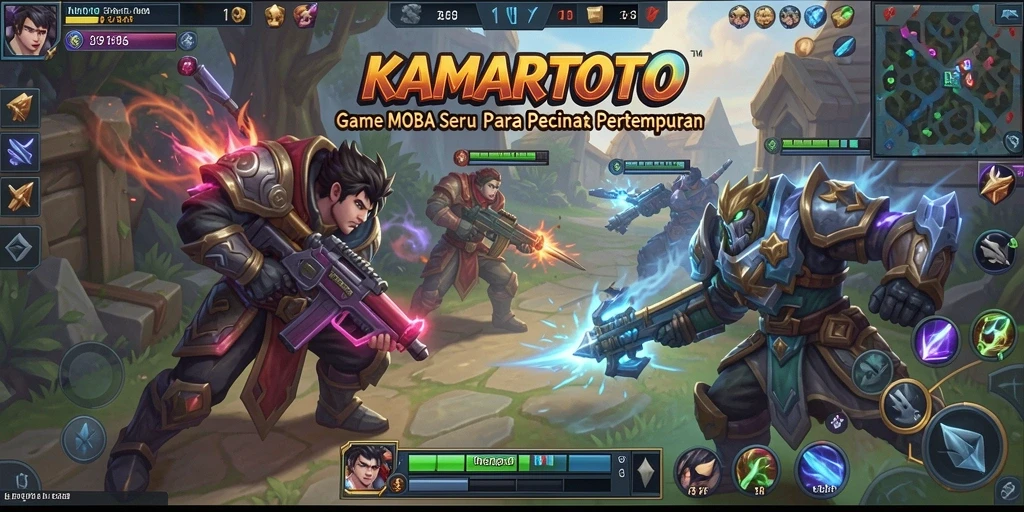 Tangkapan layar KAMARTOTO menunjukkan aksi intens dalam pertempuran MOBA.