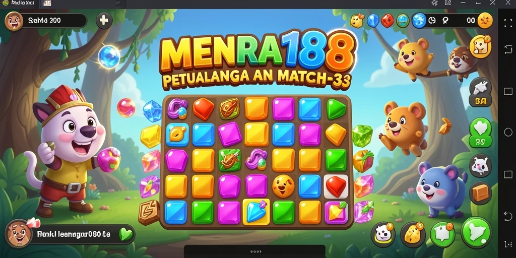 Tampilan gameplay seru MENARA188, hancurkan permata dengan strategi Match-3.