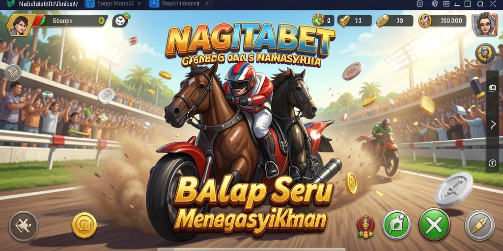 Tampilan utama gameplay NAGITABET menunjukkan aksi balap yang mendebarkan.
