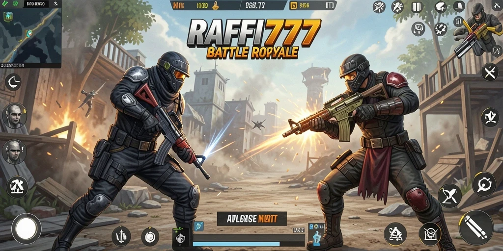 Tangkapan layar dari gameplay seru RAFFI777 di arena Battle Royale.