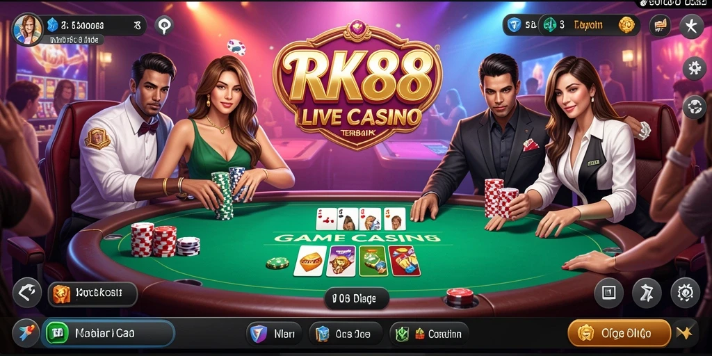 Tampilan utama gameplay Live Casino RK88 dengan dealer nyata.