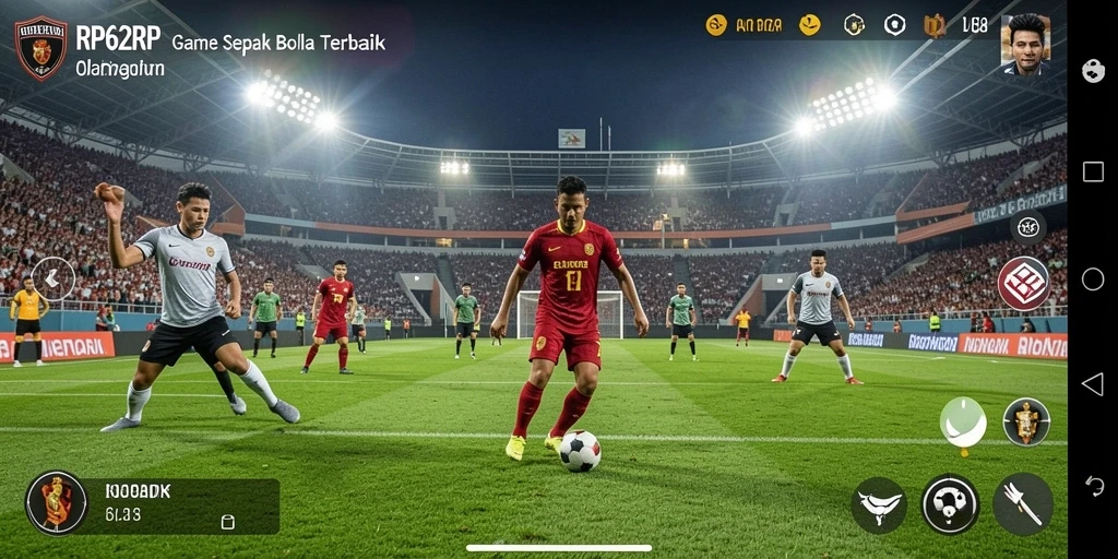Screenshot gameplay RP62RP menampilkan aksi penuh ketegangan dalam pertandingan sepak bola.