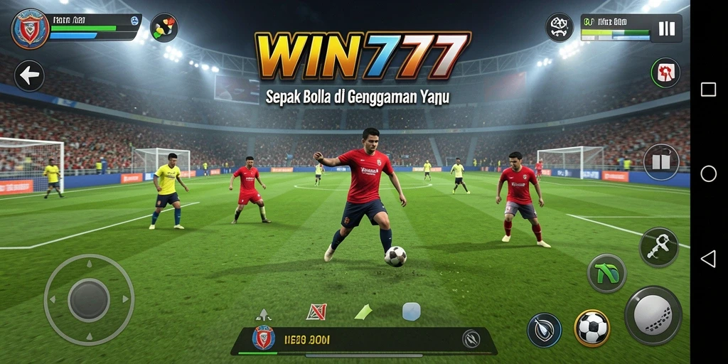 Tampilan gameplay <strong>WIN777</strong> yang mendebarkan dengan aksi sepak bola seru.